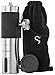 Premium Quality Stainless Steel Manual Coffee Grinder - Portable Burr Coffee Grinder - Conical Ceramic Burr for Precision Brewing - Silicone Lid to Keep Coffee in Container (Black)