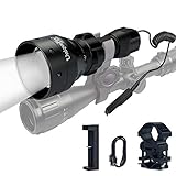 UniqueFire 1503 IR 940NM LED T50 Infrared Light Night Vision Flashlight 50mm Convex Lens Zoom Torch with Dual Control Remote Pressure Switch, USB Charger and 1'' Ring Scope Mount Kit Set (940 kit set)