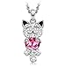 J.NINA Gifts for Kids Cat Necklace for Animal Lover Women Pendant with Rose Swarovski Crystal Women Necklace Birthday Anniversary Back-to-School Gifts for Wife Daughter Niece Girlfriend Teacher Sister