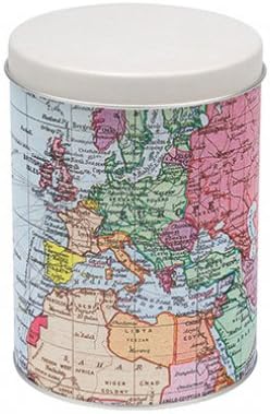 MAP OF THE WORLD - Cartography Design Tea Caddy / Kitchen Storage Tin