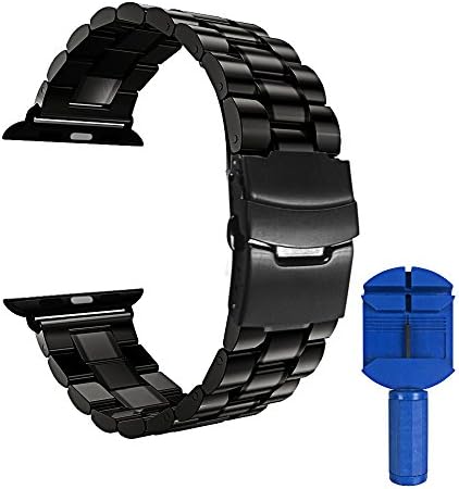 FARSIC Wrist Band for 42 mm Apple Watch, Stainless Steel Metal Replacement Strap Wrist Band for Apple Watch and Sport and Edition Version 42 mm - Black
