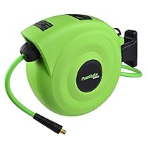 PowRyte Elite Retractable Air/Water Hose Reel with 3/8-Inch by 50-Feet Hybrid Hose, Heavy Duty, Max. 300 PSI, Lightweight