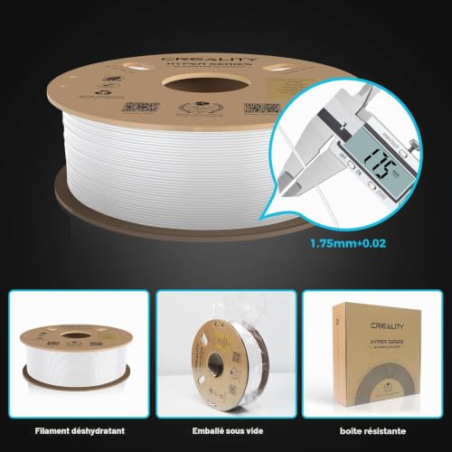 Creality Hyper PLA 3D Printer Filament 1.75mm 1kg, PLA High Speed 30-600mm/s, Dimensional Accuracy +/- 0.03mm, for Most 3D Printers, White
