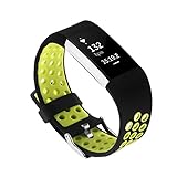 GHIJKL Compatible Fitbit Charge 2 Replacement Band Soft Flexible Silicone Wristband - Adjustable Length - Sizes Men & Women - Breathable Bracelet - Durable Closing Clasp