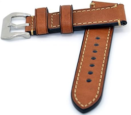 Yellow Mens Genuine Leather Watch Band Strap 20mm Brown Black for Panerai iWatch