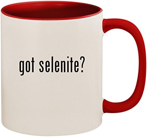 got selenite? - 11oz Ceramic Colored Inside and Handle Coffee Mug Cup, Red