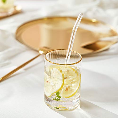 Glas Strohhalms Wiederverwendbar Set,6 Lange Geraden Strohhalm Glas,6 Gebogenem Glas Trinkhalm mit 4 Reinigungsbürsten… – Bild 4