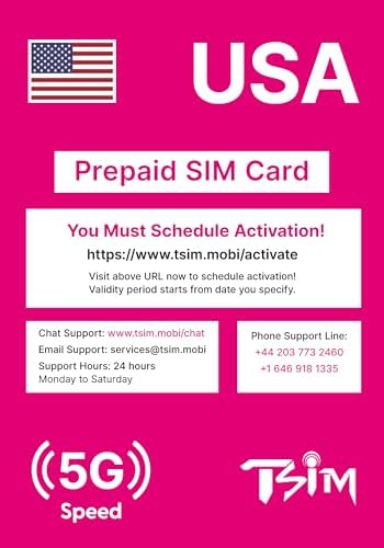 TSIM Prepaid USA SIM Card for Travel 30 days | Unlimited 4G/5G high speed data in the USA + Unlimited Local calls + free incoming & Texts | Upgarded 5G SIM Card!