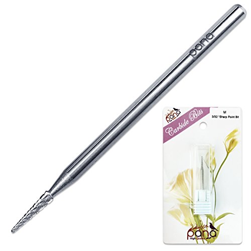 Pana 3/32" Sharp Point Bit Safety Nail Carbide Bit - Silver Color (Grit: Medium - M) for Electric Dremel Drill Machine