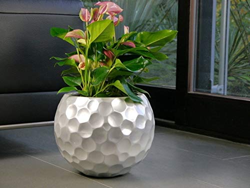 Pflanzkübel Mondo aus Fiberglas L45xB45xH37 in matt Silber – Bild 3
