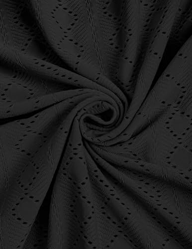 ZAFUL MENS LONG SLEEVE CUBAN GUAYABERA STYLE EYELET BUTTON DOWN SHIRTS CASUL LIGHTWEIGHT WRINKLE FREE BUTTON UP DRESS SHIRT BLACK