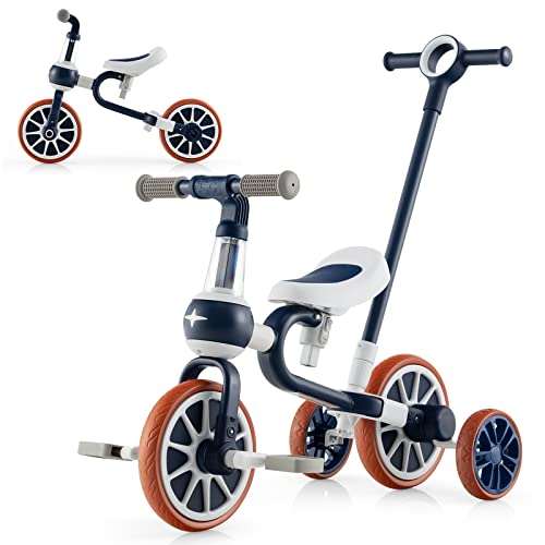 BABY JOY 4 in 1 Tricycle for Toddlers Age 2-4, Kids Trike Baby Balance Bike w/A…