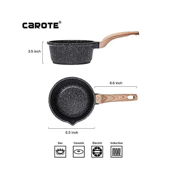 CAROTE Saucepan with Lid 16cm/1.5L, Nonstick Sauce Pot for Induction, Gas and Electric Hobs, Small Cooking Pot with Pour…