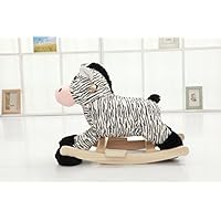 DanyBaby Premium Plush Rocking Horse,Wooden Rocker w/Sound,Stuffed Rocking Animal,Best Christmas/Birthday Gifts,Baby/Kid Ride On Toy for 1-3 Years Old - ASTM Child Safety Standards Approved (Zebra)