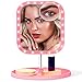 Kiya Makeup Mirror with Lights - 26 LED Vanity Mirror with Detachable 10X Magnification - 360° Rotation-Touch Screen Dimming - Retractable Bracket - USB Charging -Pink