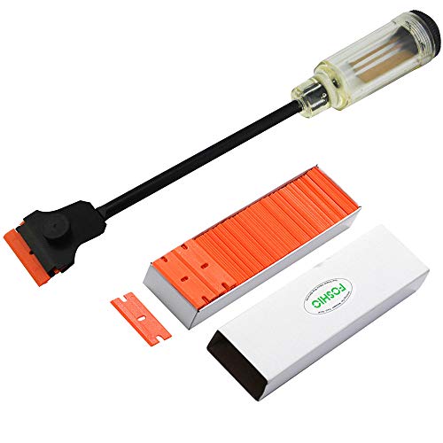 Sponsored Ad - FOSHIO 1PCS Automotive Razor Scraper Car Tint Vinyl Tool Application with 12" long Handle 100pcs Plastic Razor Blade
