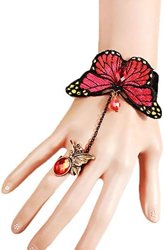 Namgiy Lace Wristband Finger Ring Gothic Bracelet Jewelry Accessory Gift for Women Girls Christmas Wedding Party