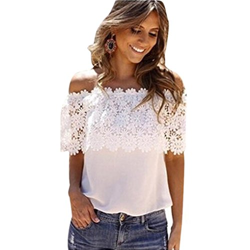 Ouneed® Women Fashion Off Shoulder Casual Lace Tops Blouse
