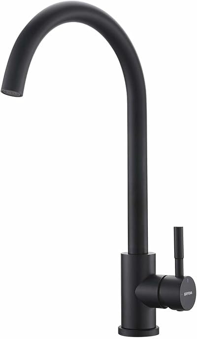 GRIFEMA G4008B Black Kitchen Tap 360° Spout Hot Cold Mixer Stainless Steel 3/8