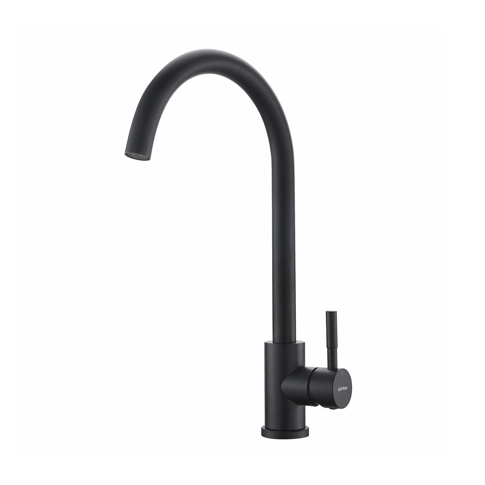 GRIFEMA G4008B Black Kitchen Tap, Mixer Sink Taps with 360 Degree Flexible Spout High Arc Kitchen Faucet Stainless Steel Hot and Cold Mixer Tap with 3/8 Inch Hoses