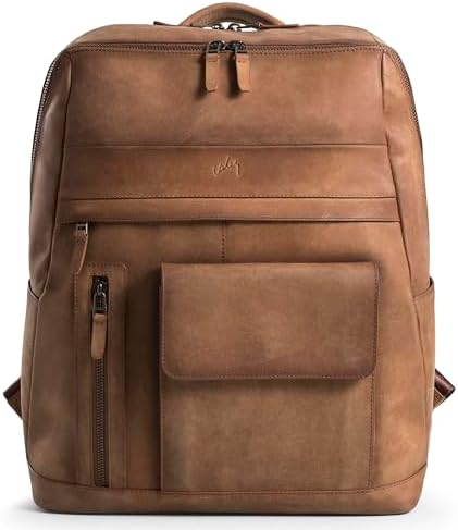 amazon leather backpack italy Amazon.com: Fioretta Genuine Leather Italian Backpack 17 Inch Laptop Bag  Business Travel Daypack Weekender Bag For Men and Women