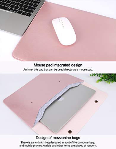 Leather 14-15.4 Inch Laptop Sleeve Case - ABRONDA Handbag Cover for 15-15.4 Inch MacBook Pro A1286 A1398 A1707 A1990 Also Compatible 14Inch Notebook,ThinkPad T-Series|X1 Carbon- Rose Gold - Thumbnail 5