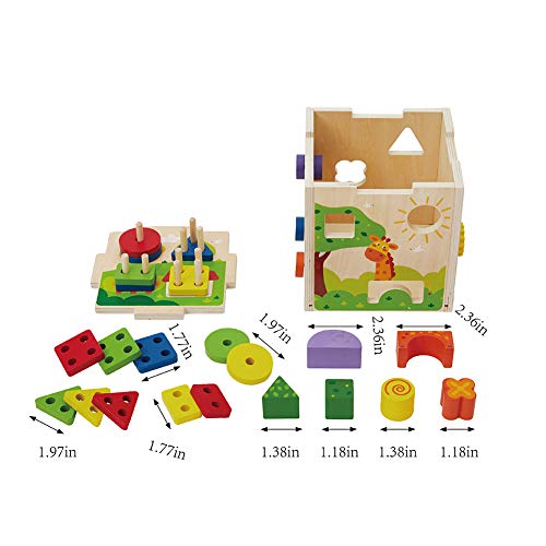 image for Flow.month Educational Wooden Activity Cube with Shape Color Recogniti