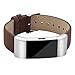 For Fitbit Charge 2 Wristband, Adjustable Genuine Leather Replacement Bands for Fitbit Charge 2 Coffee with Metal Connections