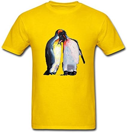 FITTSY Men's ZZY Particular Animal Penguins Short Sleeve T-Shirt Medium Yellow