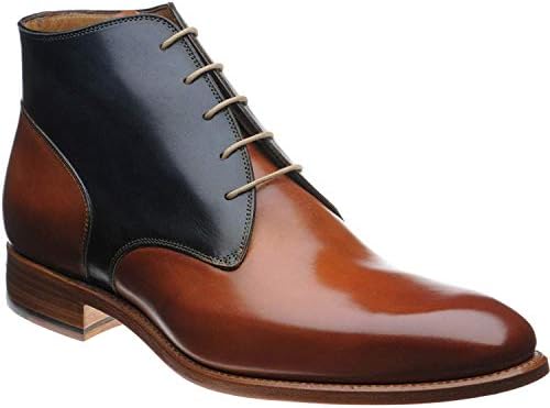 Height Increasing Tan & Navy Blue Leather Casual Elevator Lace Up Lift Boots for Men with 3 Inch Hidden Heel