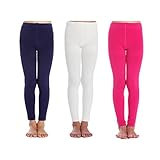 JIAYI Girls Fleece Lined Footless Tights Elastic Waist Tights for Toddler Kids Winter Warm Tights 3 Pack(4Y-14Y)