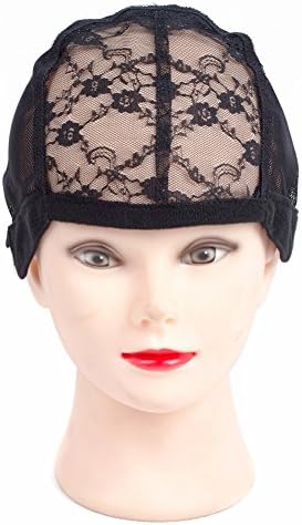 Wigs Caps for Making Wigs Mesh Dome Style Wig Cap 2pcs A Lot (Regular) with Adjustable Straps,Black Color.