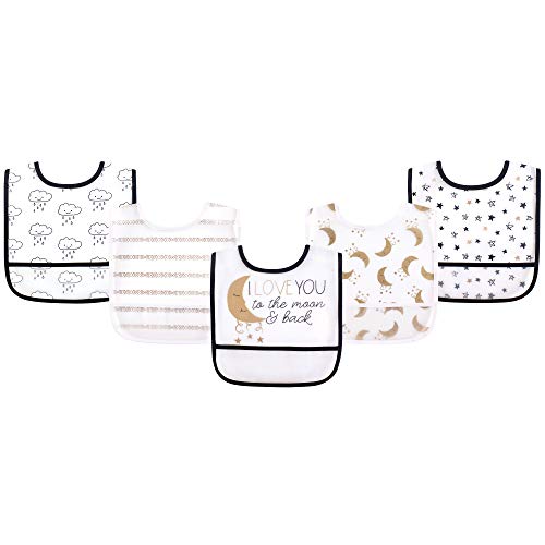 Yoga Sprout Waterproof Bibs, 5 Pack, Metallic Moon at Amazon