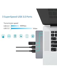 Inalámbricos USB C HUB, 8 en 1 tipo C Hub con 3 puertos USB HDMI thunderbolt 3 para MacBook Pro Lenovo ThinkPad X1 Carbon 2017