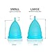 Menstrual Cup By Fairyfox Set of 2 Periods Kit with Silk Brocade Bag - Soft Comfort Fit, Reusable Menstrual Cups (Small, 2 Blue)
