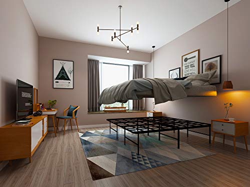 HOMUS King Platform Bed Frame/16 Inch High Sturdy Steel Mattress Base/Easily Assembly 8 Bolts/No Box Spring Needed/Non Slip/Quiet Noise Free/Solid/ Black King