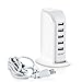 USB Wall Charger, USB Charging Station/Hub, 30W 5 Port USB Wall Charger Power Adapter, Portable Travel Charger Plug for iPhone iPad, Samsung,HTC, Blackberry, Bluetooth Speaker Headset & Power Bank