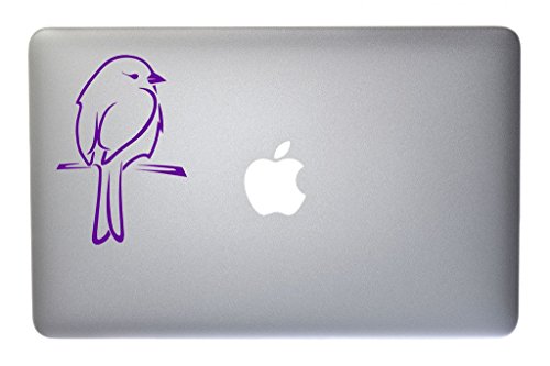 Canary Bird on Perch Vinyl Decal for Macbook, Laptop or other device 5 Inch (purple)