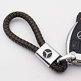 US85 for Mercedes-Benz Logo Emblem Key Chain Key Ring Metal Alloy BV Style Leather Gift Decoration Accessories AMG (Coffee)