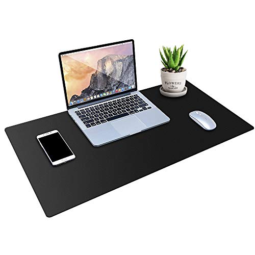 MONYES Thick Desk Pad Protector, PU Leather Desk Mat Blotters, Black