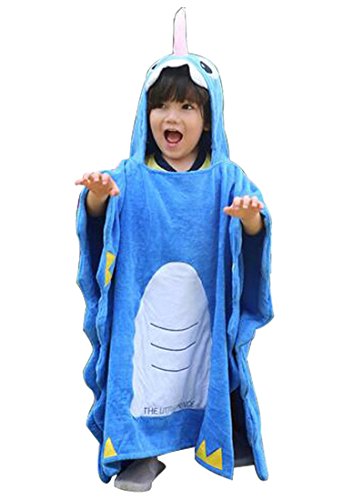 Glield Unicorn Hooded Poncho Towel Kids Hooded Bath / Beach Towel Wrap for Age 2-10 ETYJ01 (Blue)