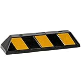 Victus Garage Vehicle Parking Block, Black Heavy Duty Rubber Curb with 6 High Reflective Yellow Targets for Car, Truck, RV and Trailer Stop Aid, 19.7 Inches Long x 4 Inches High