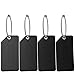Small Luggage Tags with Privacy Cover & Metal Loop - (4pk, Black)