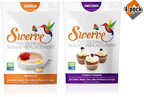 Swerve Sweetener, Bakers Bundle, 12Oz Granular and Confectioners pack of 2, 4 Pack