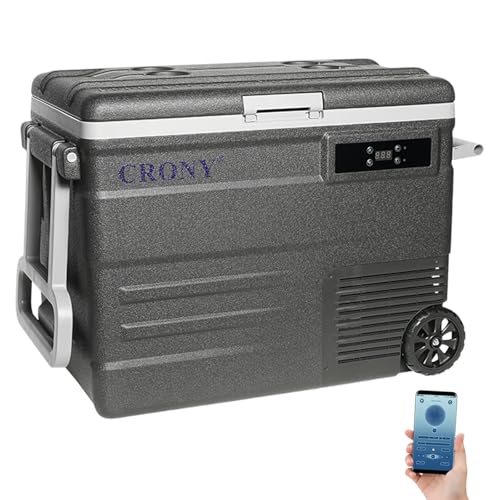CRONY U55 12V/24DV Car Refrigerator 55L Electric Cooler Car Fridge APP Bluetooth Control -20°C to 20°C, Portable with Wheels Freezer for Camping Travel Outdoor, Dual Power Options