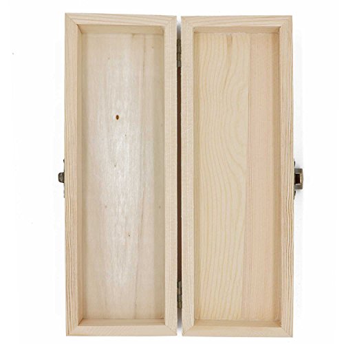 AVESON Plain Unfinished Wood Pencil Box, Unpainted Rectangle DIY Artist