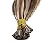 Sunny Pre Bonded I Tip Hair Extensions-Light Brown Highlighted Blonde Remy Silky Straight Cold Fusion Hair Extensions Human Hair, 50g/pack 14inch 1g/s