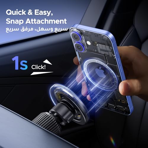UGREEN MagSafe Car Phone Holder Magnetic Car Mount, [360° Rotation Super Stable], One-hand Auto Lock, No Blocking Air Vent Magnetic Mobile Holder, Fit for iPhone 17/16/15, Samsung S25/24/23/Z Flip