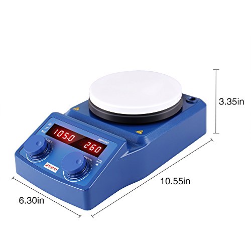 Four E's 5 Inch LED Digital Hotplate Magnetic Stirrer with Ceramic Coated Plate 100-1500RPM,5L, 600W for Scientific Laboratory - US Plug