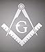 C60492 (White Reflective) Masonic Series Freemason Compass Square Decal 5x5